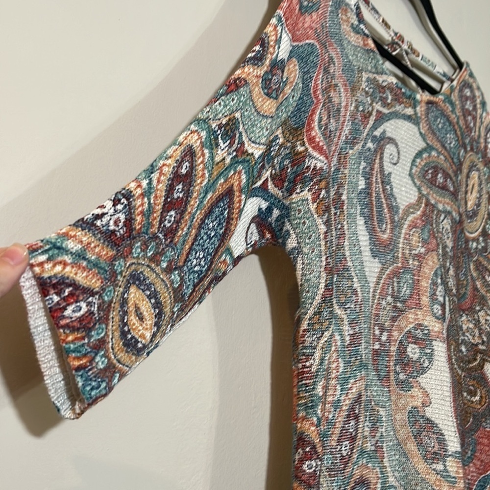 Chico’s Boho Paisley Knit Top - Picture 3 of 8